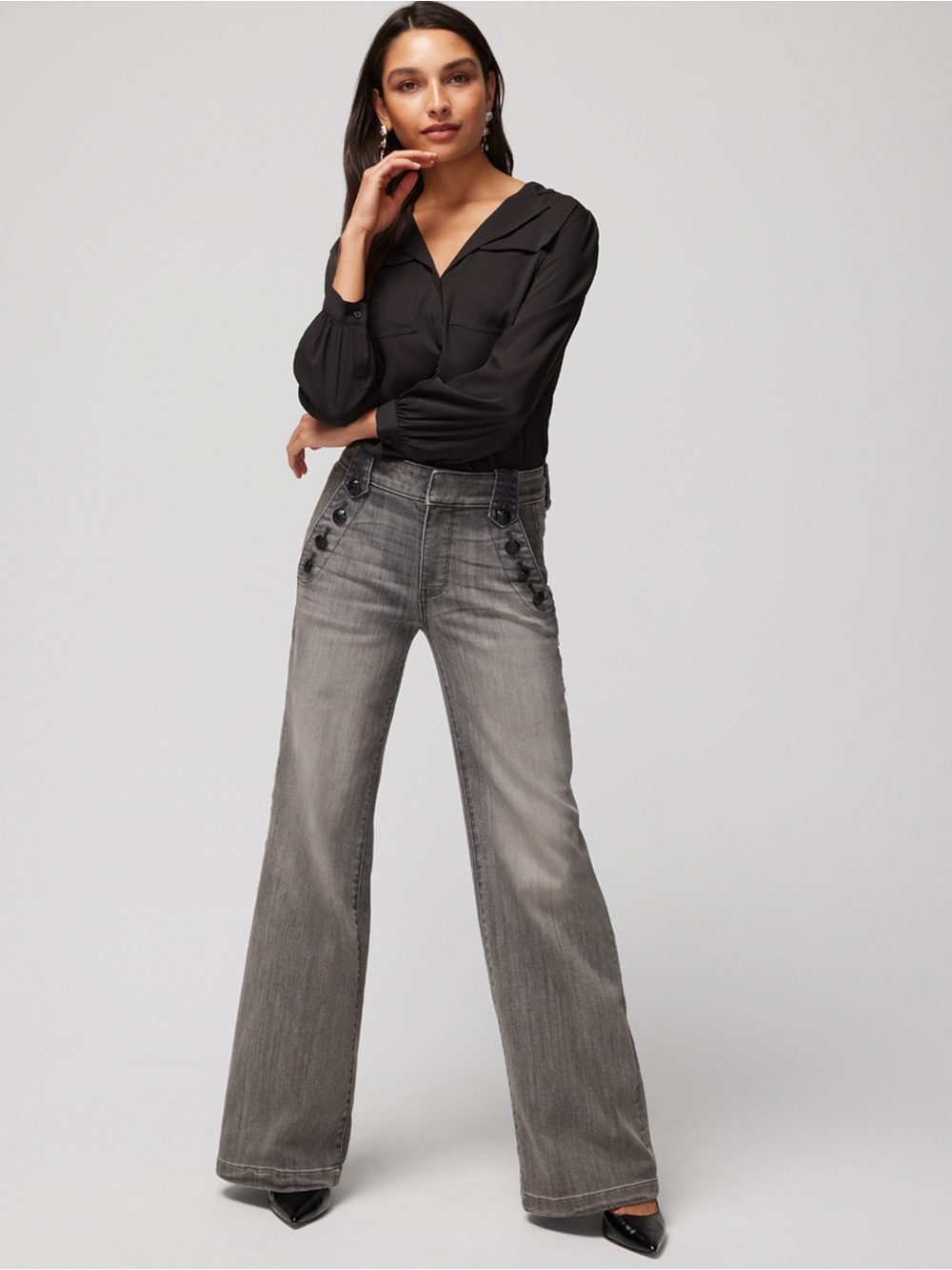 WHBM High Rise Mariner Wide Leg Jeans Size 6
